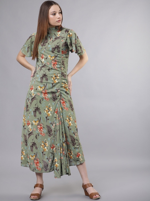 

Tokyo Talkies Women Green Printed Fit and Flare Dress