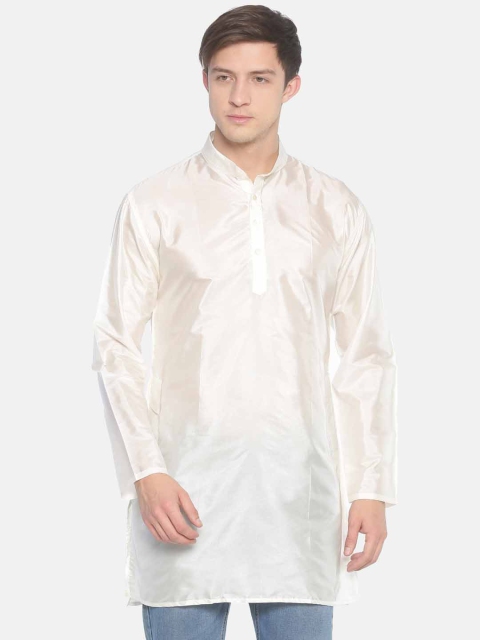 

Sethukrishna Men Cream-Coloured Solid Straight Kurta