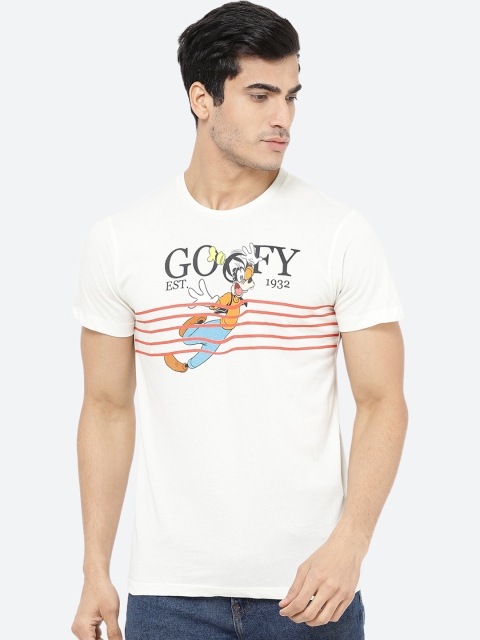 

Free Authority Men White Mickey and Friends Printed Round Neck T-Shirt
