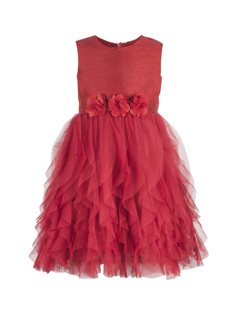 Toy Balloon kids Girls Red Solid Fit and Flare Dress