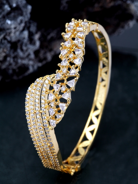 

Bhana Fashion Gold-Plated American Diamond Handcrafted Bangle-Style Bracelet