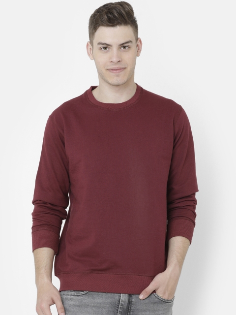 

ELEGANCE Men Maroon Solid Sweatshirt