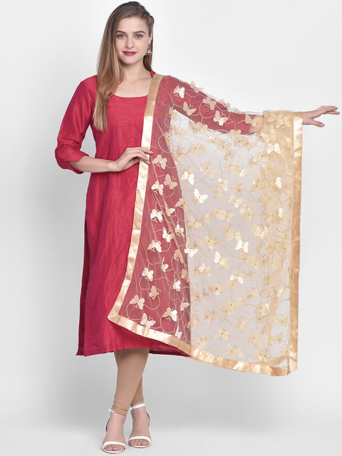

Dupatta Bazaar Gold-Coloured Solid Dupatta