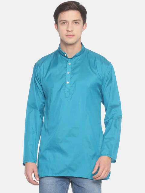 

Sethukrishna Men Turquoise Blue Solid Straight Kurta