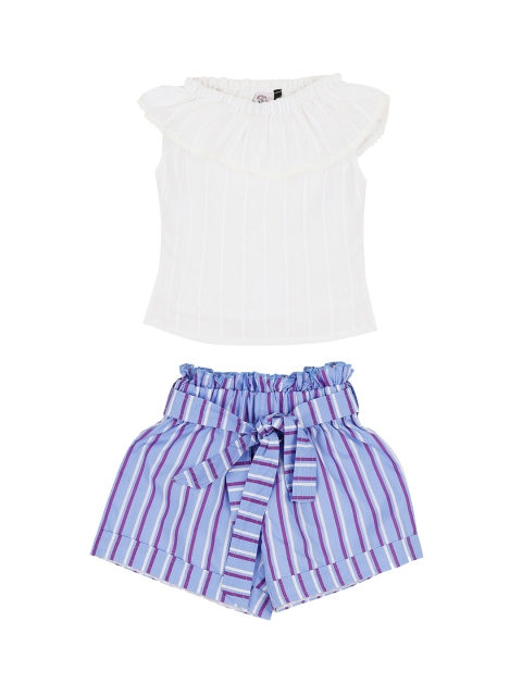 

oui oui Girls Purple & White Striped Top with Shorts