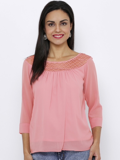 

Soie Women Pink Solid A-Line Top