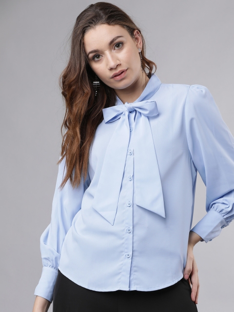 

Tokyo Talkies Women Blue Regular Fit Solid Casual Shirt