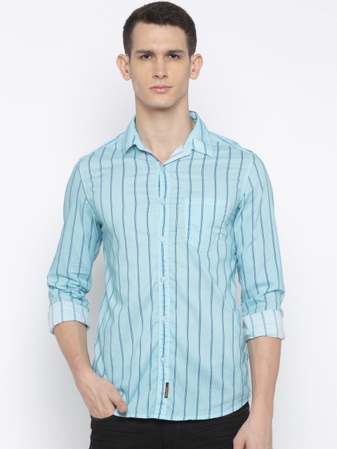 

SPYKAR Men Blue Slim Fit Striped Casual Shirt