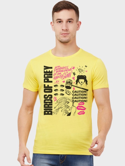

Free Authority Men Yellow & Black Birds Of Prey Printed T-shirt