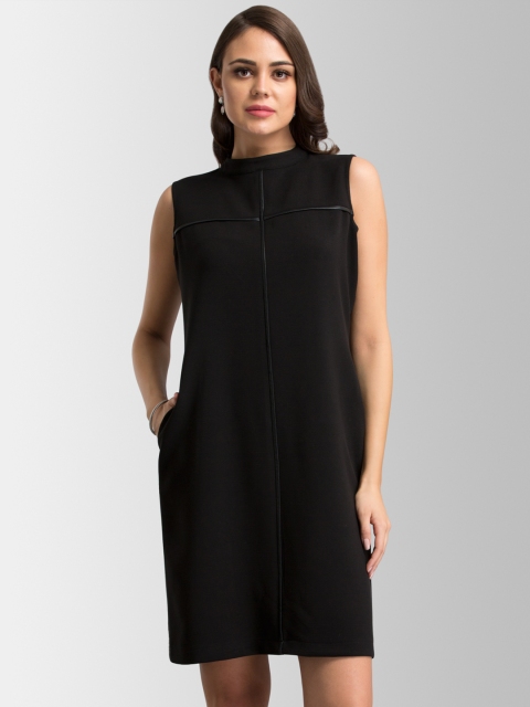 

FableStreet Women Black Solid A-Line Anti-Wrinkle Dress