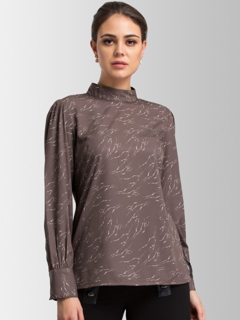 

FableStreet Women Taupe Printed Top