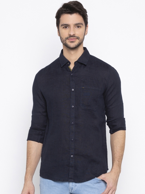 

SPYKAR Men Navy Blue Slim Fit Solid Casual Shirt