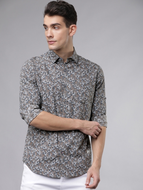 

Ecko Unltd Men Grey & White Slim Fit Printed Casual Shirt