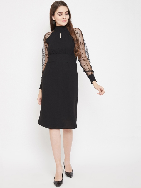 Imfashini Women Black Self Design Sheath Dress