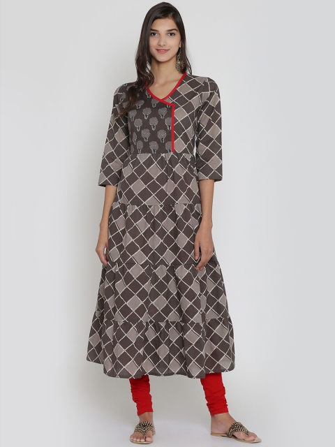 

Adizya Women Brown Printed Anarkali Kurta