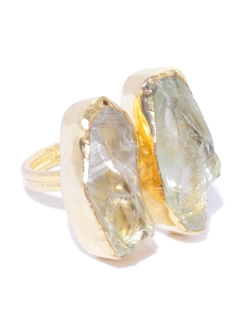 

Kairi Women Gold-Plated & Grey Stone-Studded Finger Ring