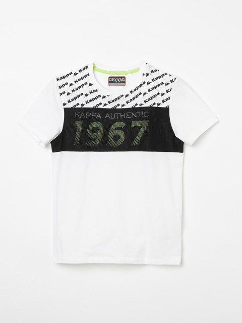 

Kappa Boys White And Black Printed Round Neck T-shirt