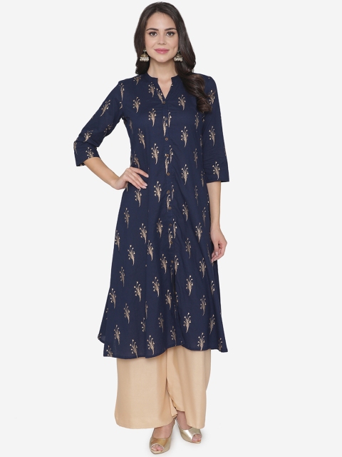 

DIVA WALK Women Navy Blue Printed A-Line Kurta