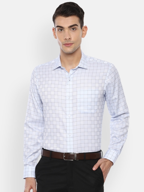 

Louis Philippe Men Blue & Off-White Slim Fit Checked Formal Shirt