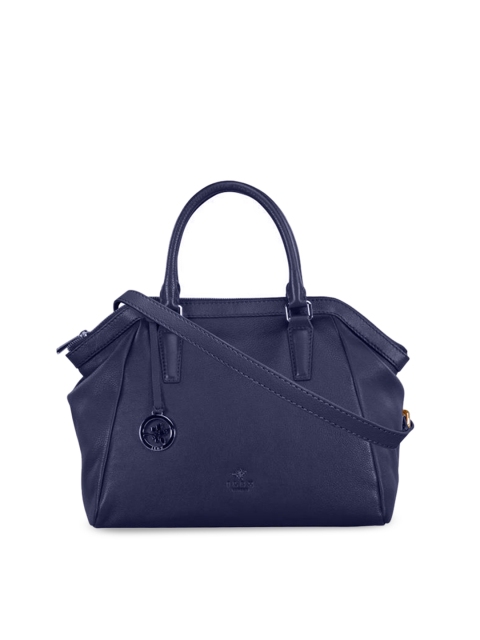 

ILEX Navy Blue Solid Leather Handheld Bag