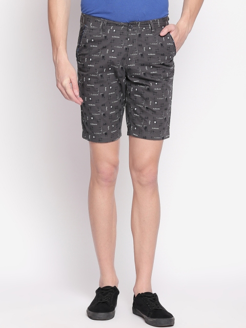 

FiTZ Men Charcoal Grey Printed Regular Shorts