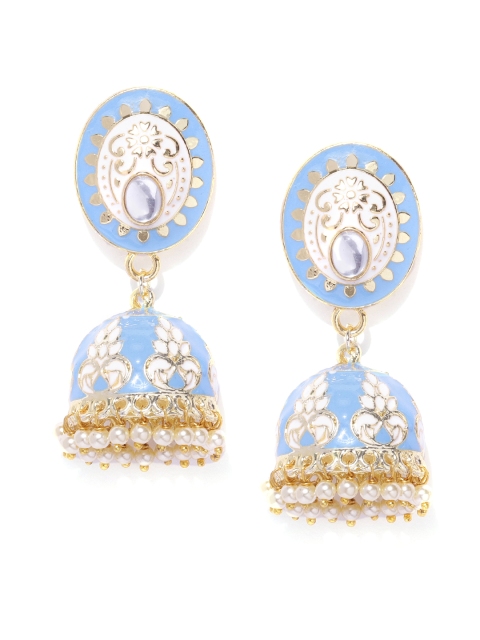

Kairi Gold-Plated & Blue Dome Shaped Jhumkas