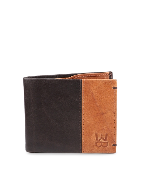 

WELBAWT Men Brown Colourblocked Leather Two Fold Wallet