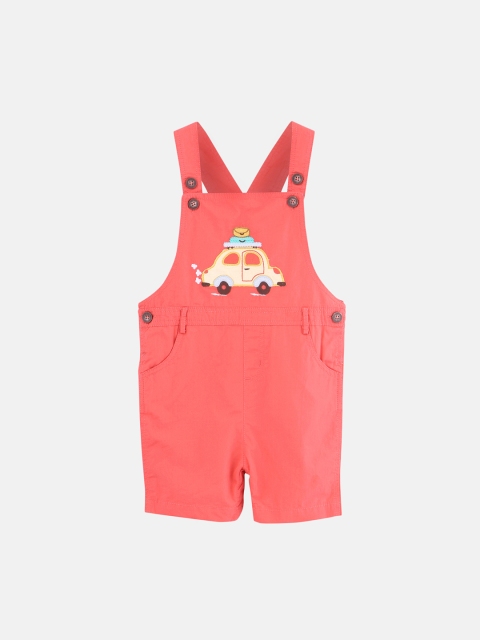 

Beebay Boys Orange Solid Car Applique Dungaree