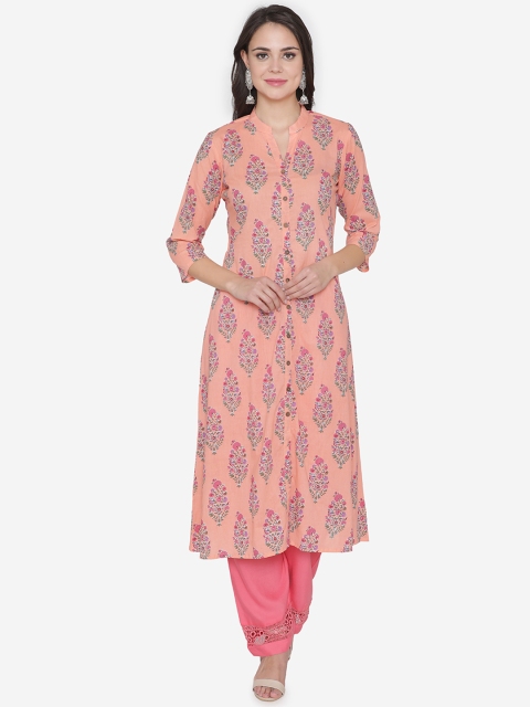 

DIVA WALK Women Peach-Coloured Printed A-Line Kurta