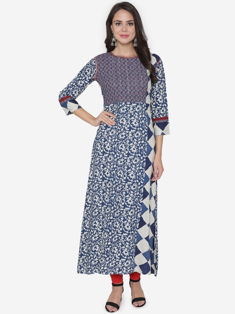 

DIVA WALK Women Blue & White Printed A-Line Kurta