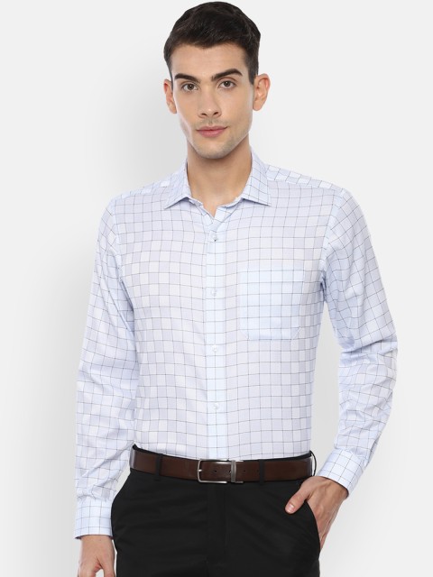 

Louis Philippe Men Blue & Off-White Slim Fit Checked Formal Shirt