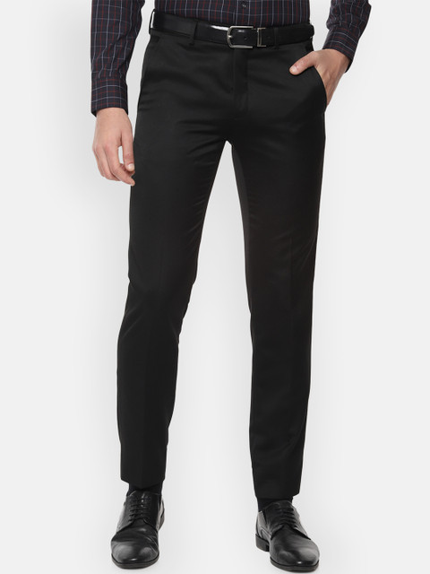 

Van Heusen Men Black Slim Fit Solid Formal Trousers