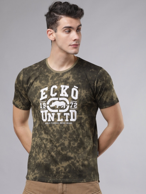 

Ecko Unltd Men Olive Green Printed Round Neck T-shirt