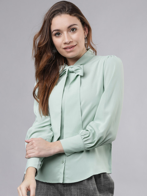 

Tokyo Talkies Women Green Regular Fit Solid Casual Shirt
