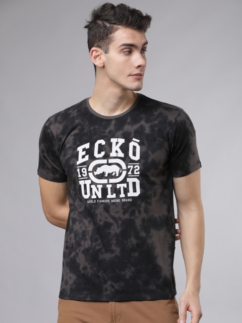 

Ecko Unltd Men Black Printed Round Neck Slim Fit T-shirt