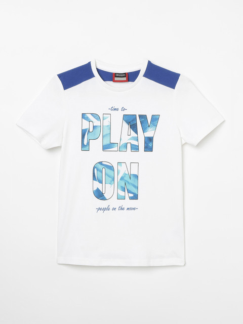 

Kappa Boys White And Blue Printed Round Neck T-shirt