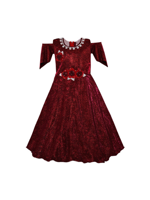 

Wish Karo Girls Maroon Printed Fit and Flare Dress