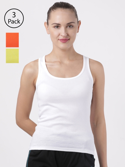 Macrowoman W-Series Women Pack of 3 Solid Tank Tops, Yellow