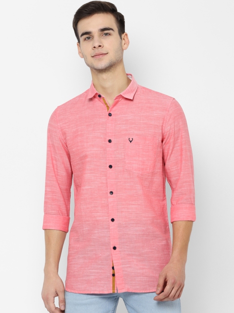 

Allen Solly Men Pink Slim Fit Self Design Casual Shirt