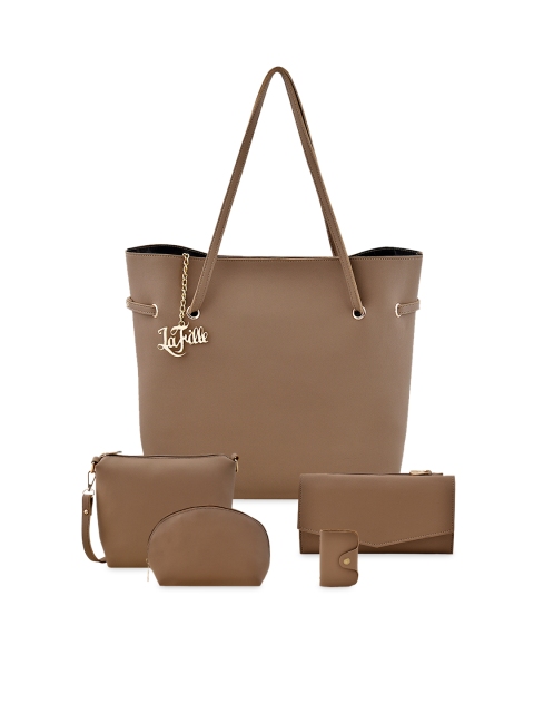 

LaFille Set of 5 Tan Brown Solid Bags