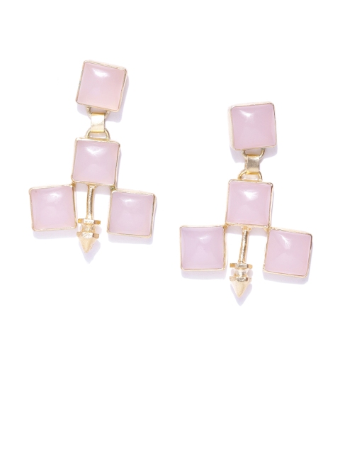 

Kairi Pink & Gold-Plated Geometric Enamelled Drop Earrings