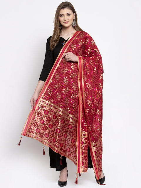 

Sugathari Maroon Woven Design Dupatta