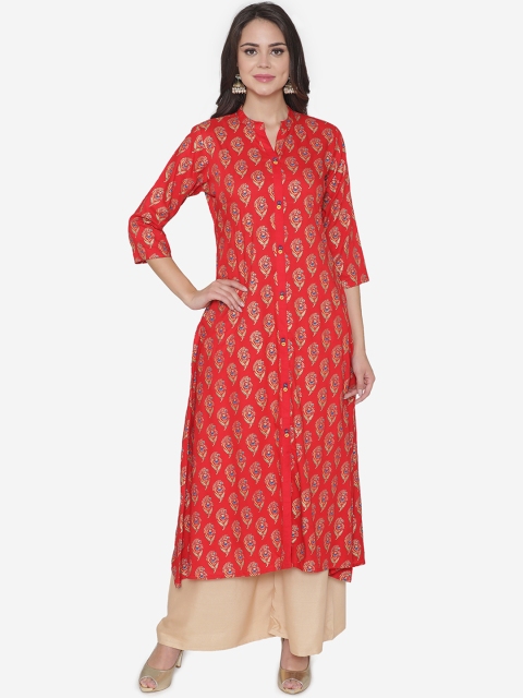 

DIVA WALK Women Red Printed A-Line Kurta