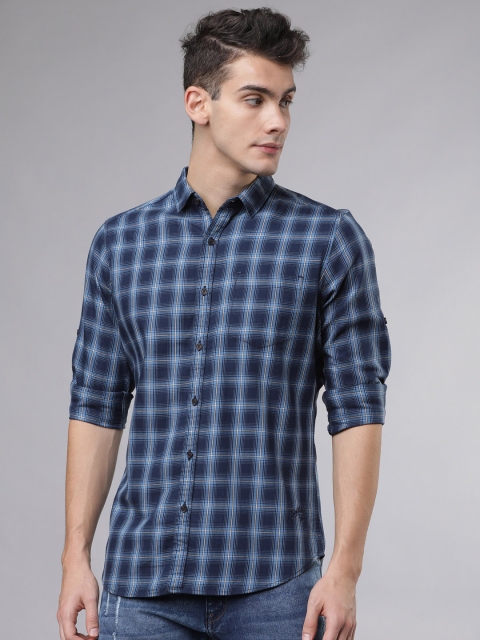 

Ecko Unltd Men Navy Blue Slim Fit Checked Casual Shirt