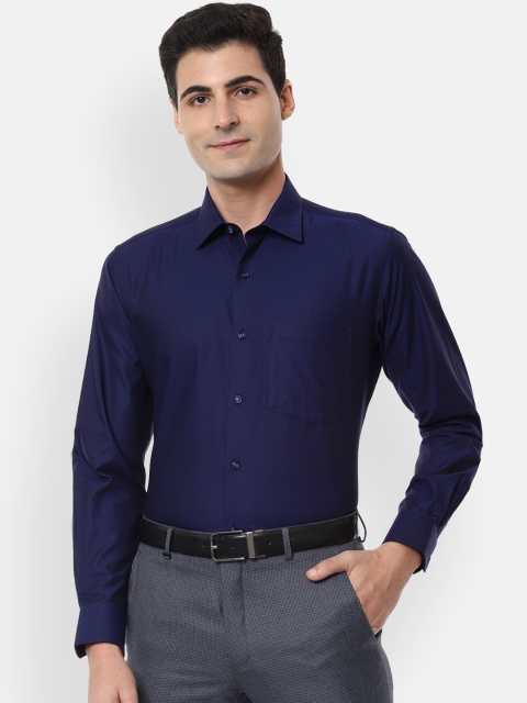 

Van Heusen Men Navy Blue Regular Fit Self Design Formal Shirt