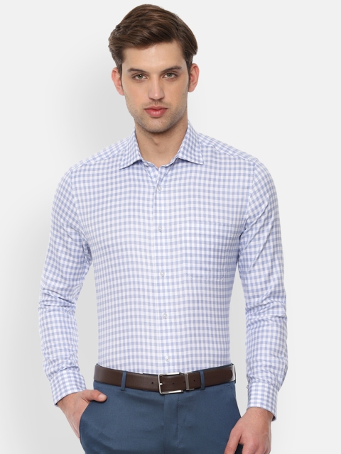 

Louis Philippe Men Blue & White Regular Fit Checked Formal Shirt