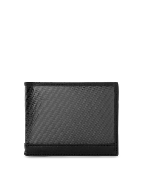 

Tom Martin Unisex Black Solid Leather Two Fold Wallet