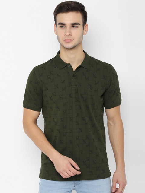 

Allen Solly Men Olive Green & Black Checked Polo Collar T-shirt