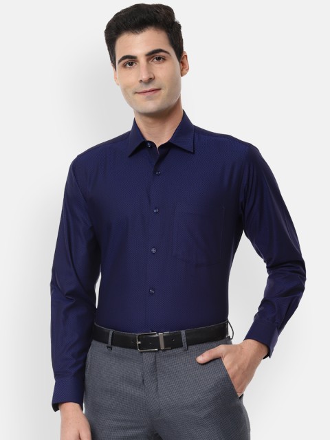 

Van Heusen Men Navy Blue Regular Fit Self Design Formal Shirt