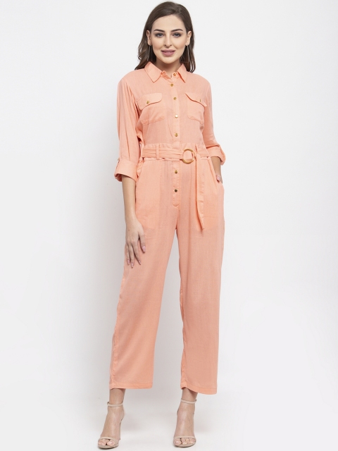 

Jompers Women Peach-Coloured Solid Basic Jumpsuit